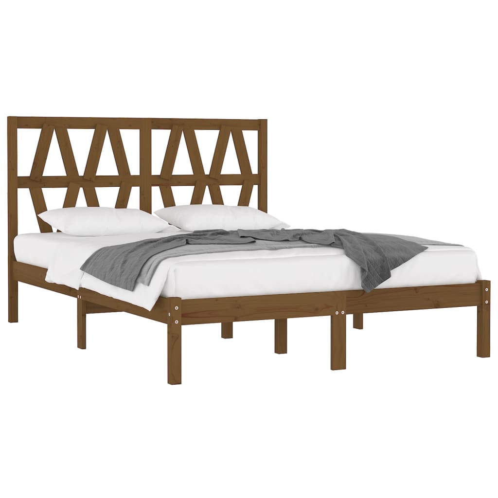 3103996 Bed Frame Without Mattress Honey Brown Solid Wood 120X200 Cm (810015+818613)