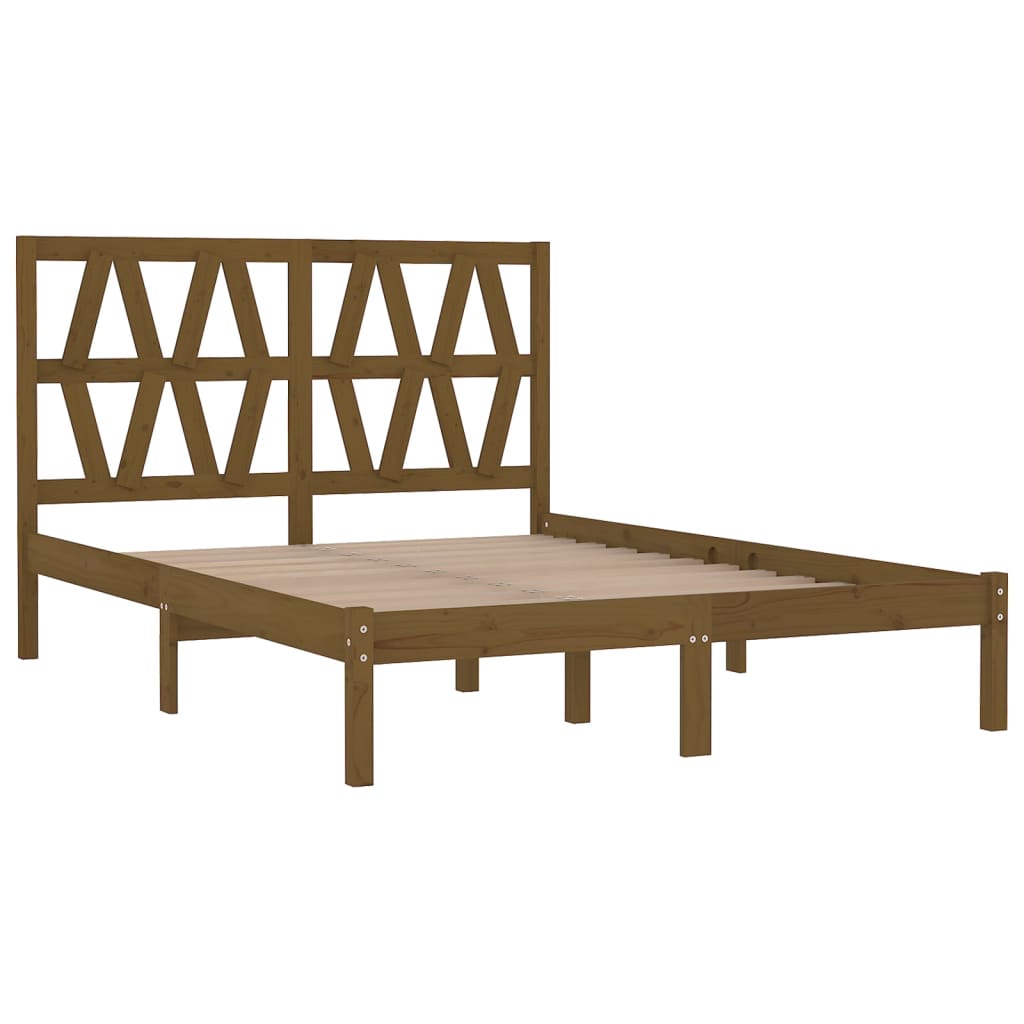 3103996 Bed Frame Without Mattress Honey Brown Solid Wood 120X200 Cm (810015+818613)