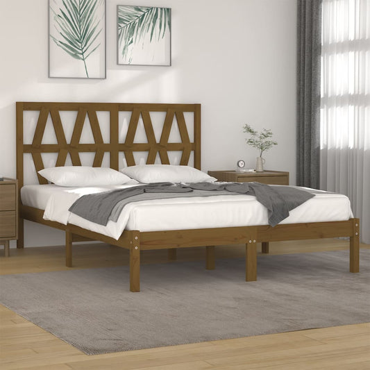 3103996 Bed Frame Without Mattress Honey Brown Solid Wood 120X200 Cm (810015+818613)