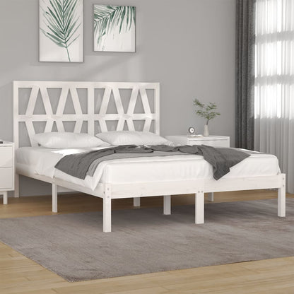 3103999 Bed Frame Without Mattress White Solid Wood 140X200 Cm (810018+818621)