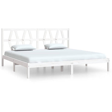 3104019 Bed Frame Without Mattress White Solid Wood 200X200 Cm (810038+818641)