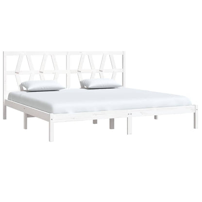 3104019 Bed Frame Without Mattress White Solid Wood 200X200 Cm (810038+818641)