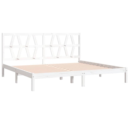 3104019 Bed Frame Without Mattress White Solid Wood 200X200 Cm (810038+818641)