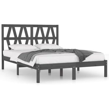 3104020 Bed Frame Without Mattress Grey Solid Wood 200X200 Cm (810039+818642)