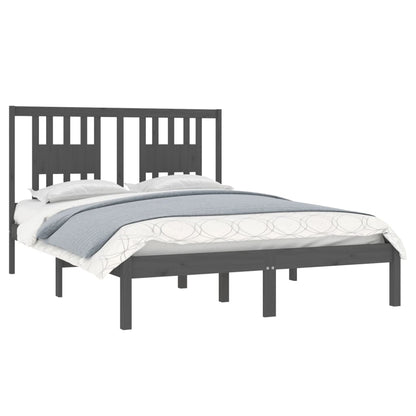 Bed Frame Without Mattress Grey Solid Wood Double