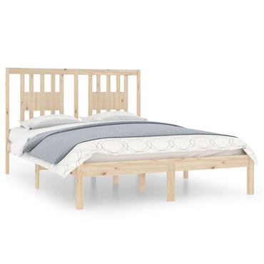 3104043 Bed Frame Without Mattress Solid Wood 140X190 Cm (809997+818670)