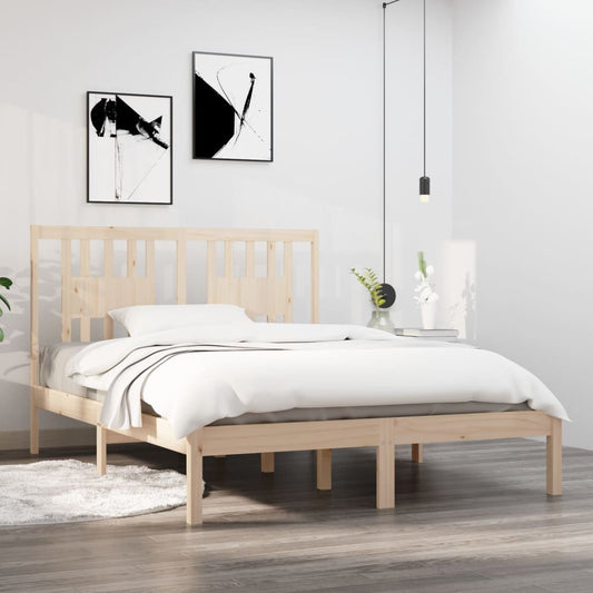 3104043 Bed Frame Without Mattress Solid Wood 140X190 Cm (809997+818670)