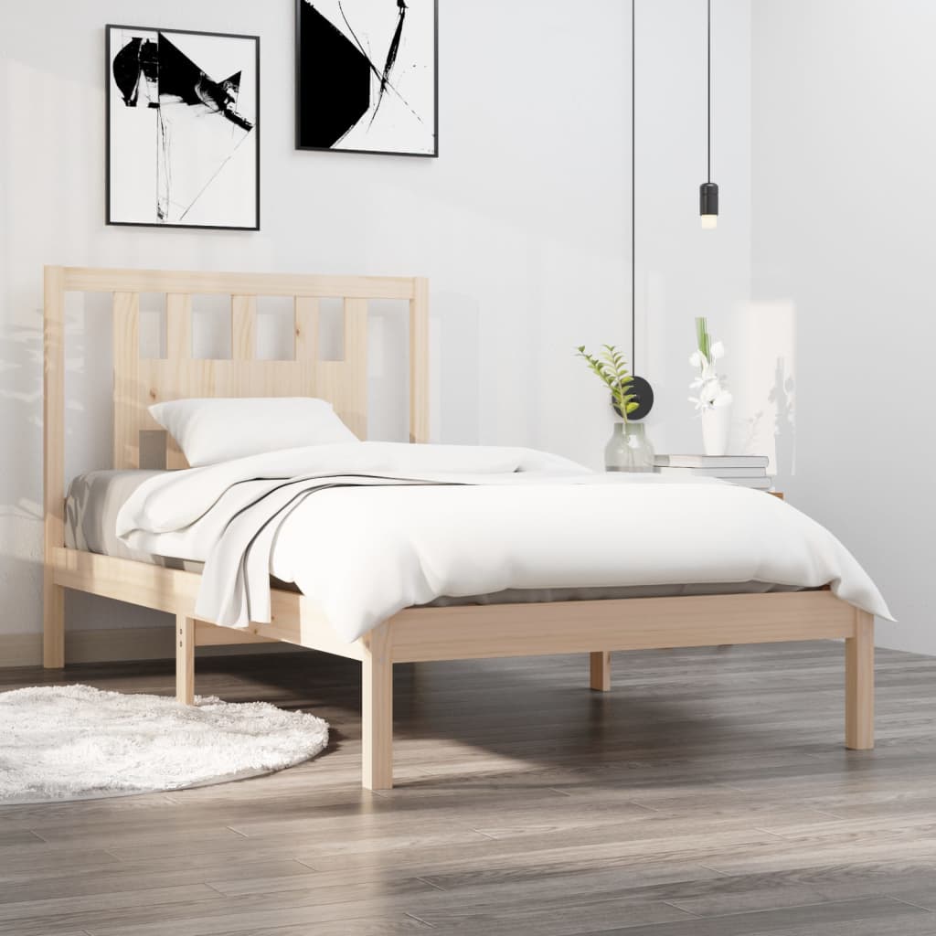 3104048 Bed Frame Without Mattress Solid Wood 90X200 Cm (810002+818650)