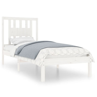 3104049 Bed Frame Without Mattress White Solid Wood 90X200 Cm (810003+818651)