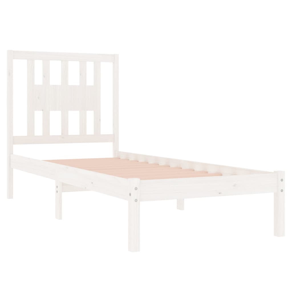 3104049 Bed Frame Without Mattress White Solid Wood 90X200 Cm (810003+818651)