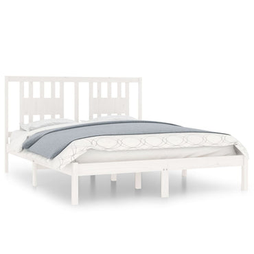 3104064 Bed Frame Without Mattress White Solid Wood 140X200 Cm (810018+818671)