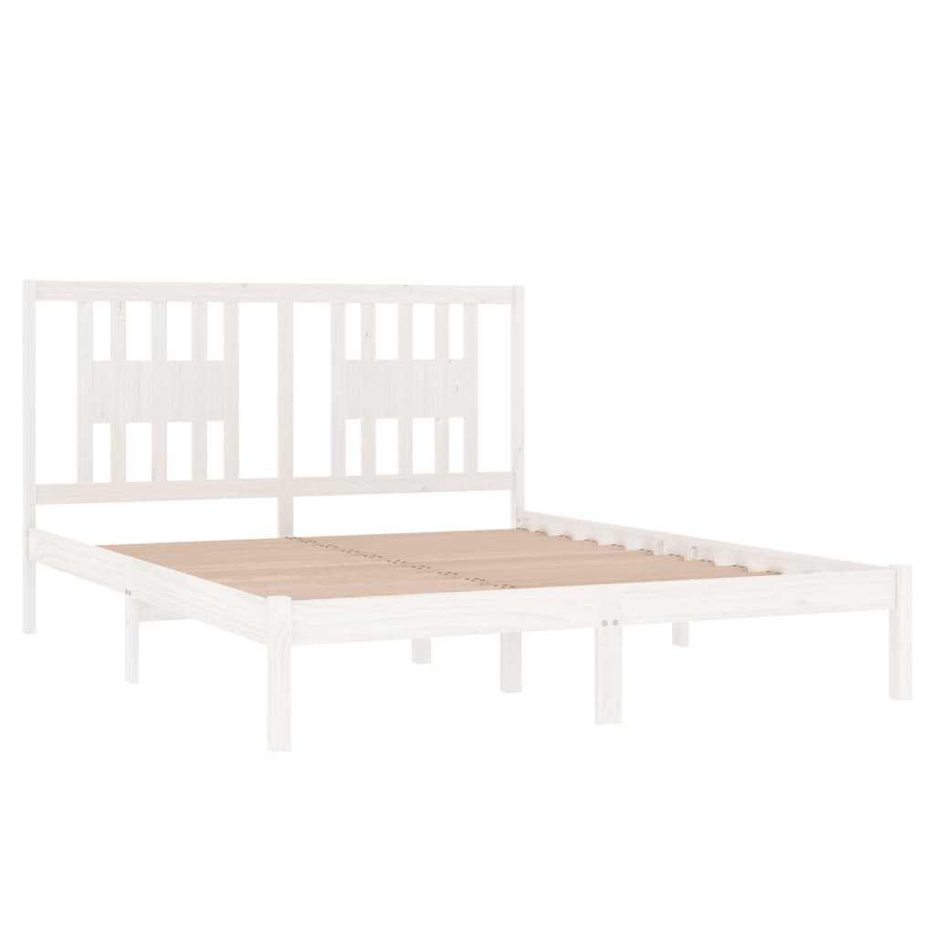 3104064 Bed Frame Without Mattress White Solid Wood 140X200 Cm (810018+818671)