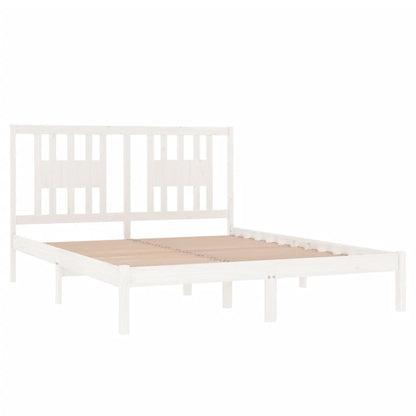 3104074 Bed Frame Without Mattress White Solid Wood 160X200 Cm (810028+818681)