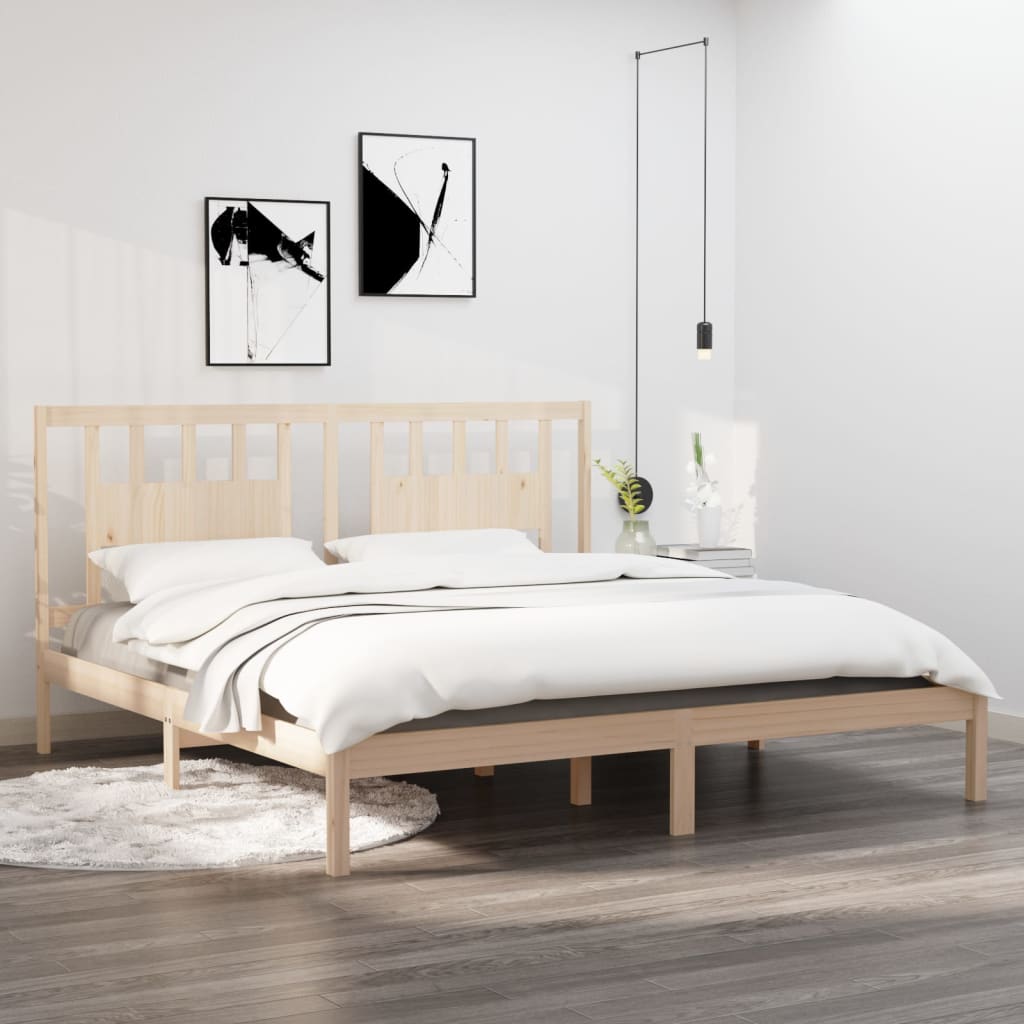 3104083 Bed Frame Without Mattress Solid Wood 200X200 Cm (810037+818690)