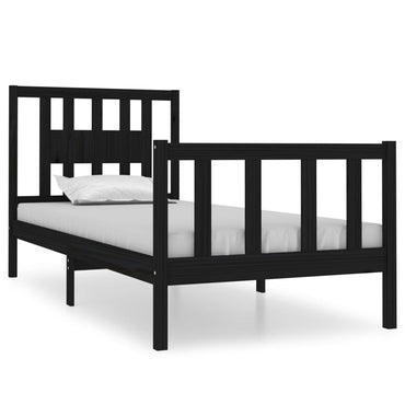 Bed Frame Without Mattress Black 90X190 Cm Single Solid Wood