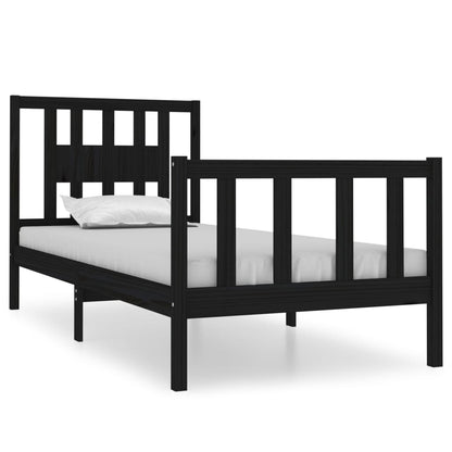 Bed Frame Without Mattress Black 90X190 Cm Single Solid Wood