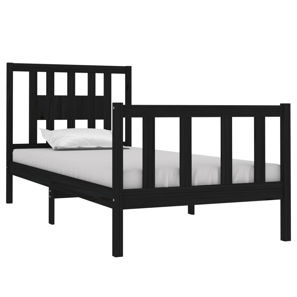 Bed Frame Without Mattress Black 90X190 Cm Single Solid Wood