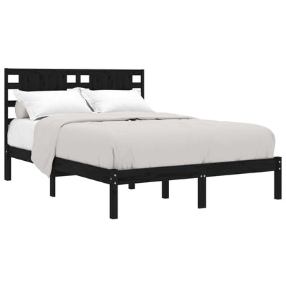 Bed Frame Without Mattress Black 140X200 Cm Solid Wood Pine