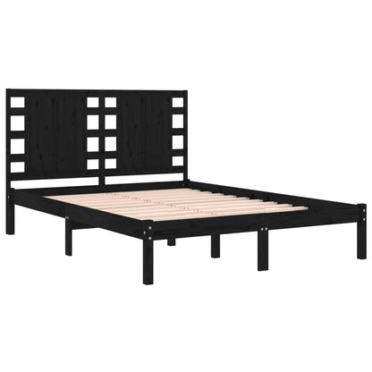 Bed Frame Without Mattress Black 140X200 Cm Solid Wood Pine