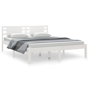 Bed Frame Without Mattress White 150X200 Cm King Size Solid Wood