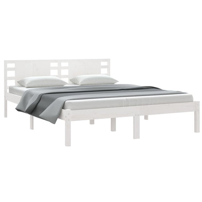 Bed Frame Without Mattress White 150X200 Cm King Size Solid Wood