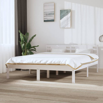 Bed Frame Without Mattress White 150X200 Cm King Size Solid Wood