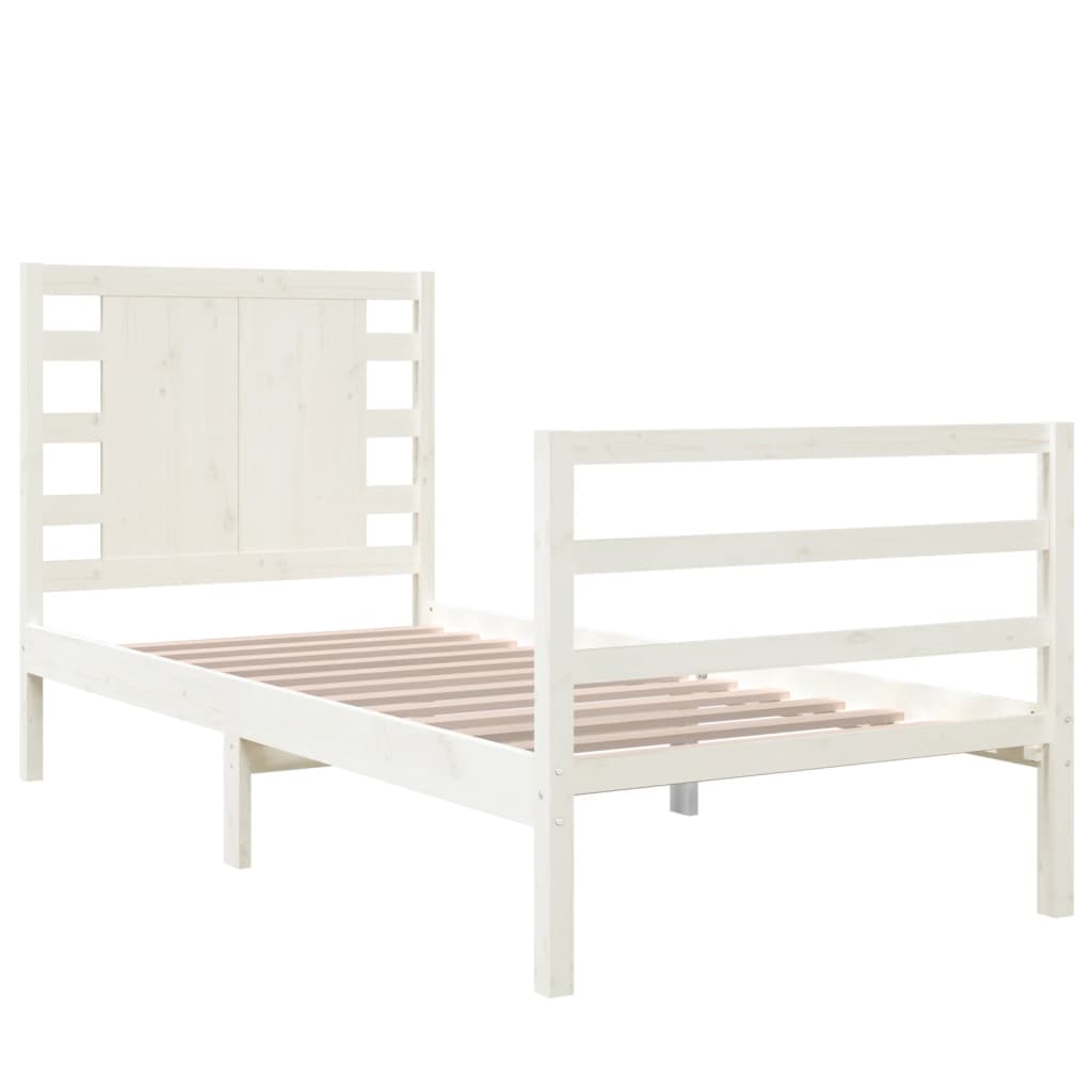 Bed Frame Without Mattress White 75X190 Cm Small Single Solid Wood Pine