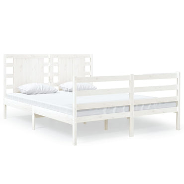 Bed Frame White Solid Wood Pine 120X190 Cm Small Double