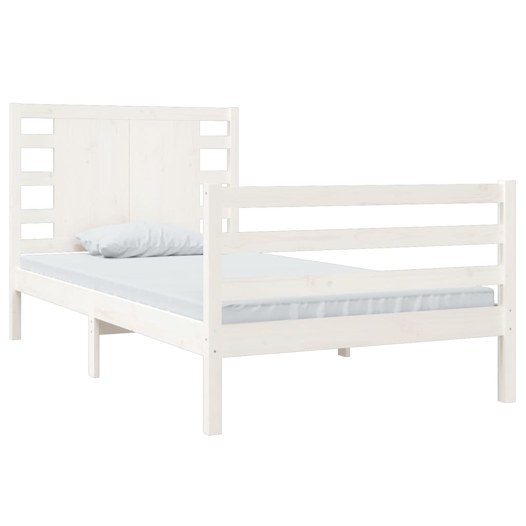 Bed Frame Without Mattress White 100X200 Cm Solid Wood Pine