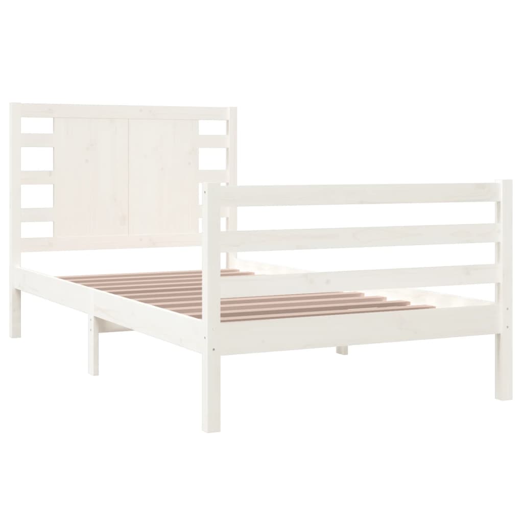 Bed Frame Without Mattress White 100X200 Cm Solid Wood Pine