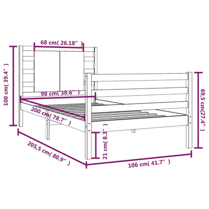 Bed Frame Without Mattress White 100X200 Cm Solid Wood Pine