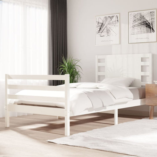 Bed Frame Without Mattress White 100X200 Cm Solid Wood Pine