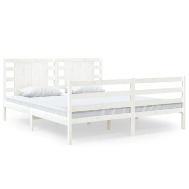 Bed Frame Without Mattress White 150X200 Cm King Size Solid Wood Pine