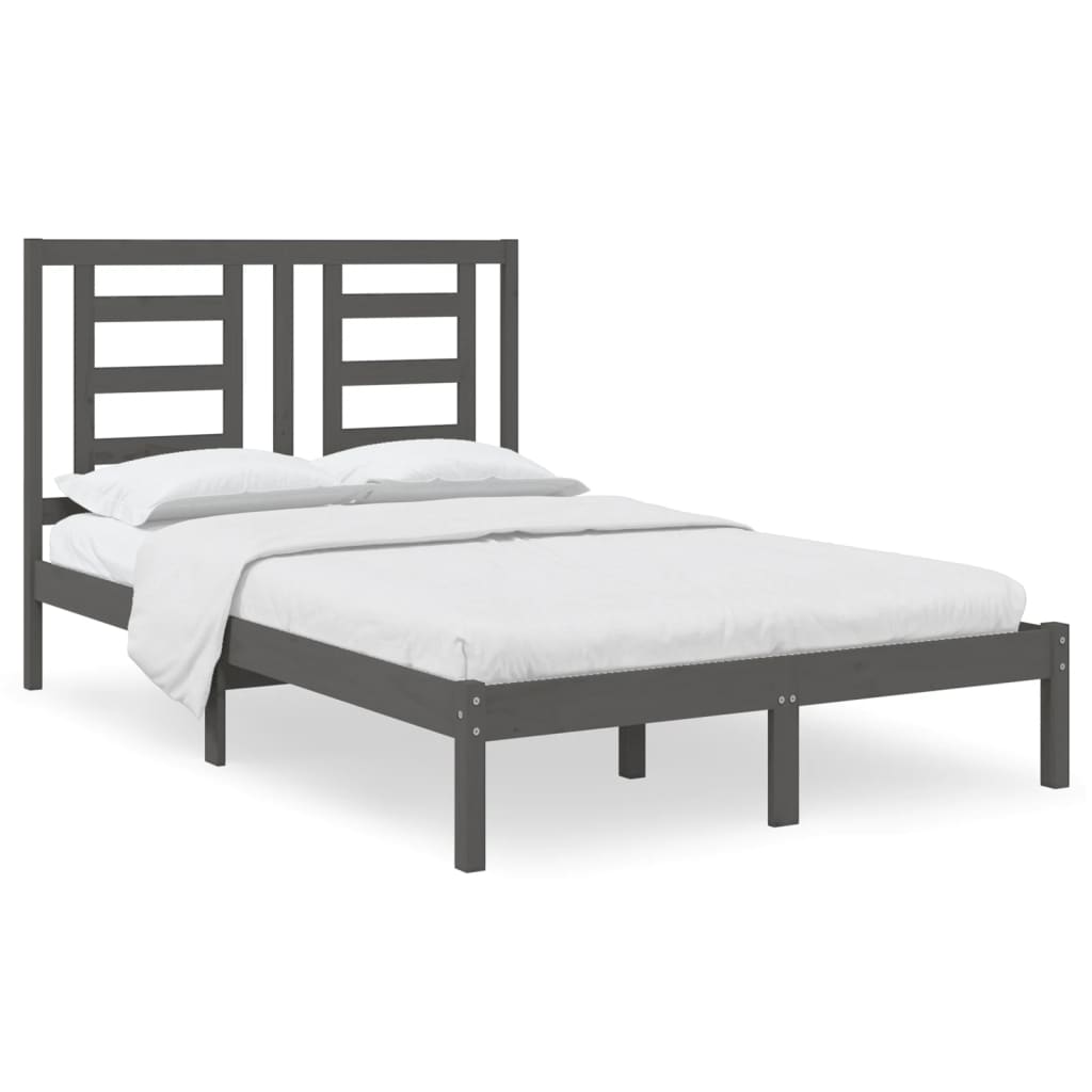 Bed Frame Without Mattress Grey 120X200 Cm Solid Wood Pine