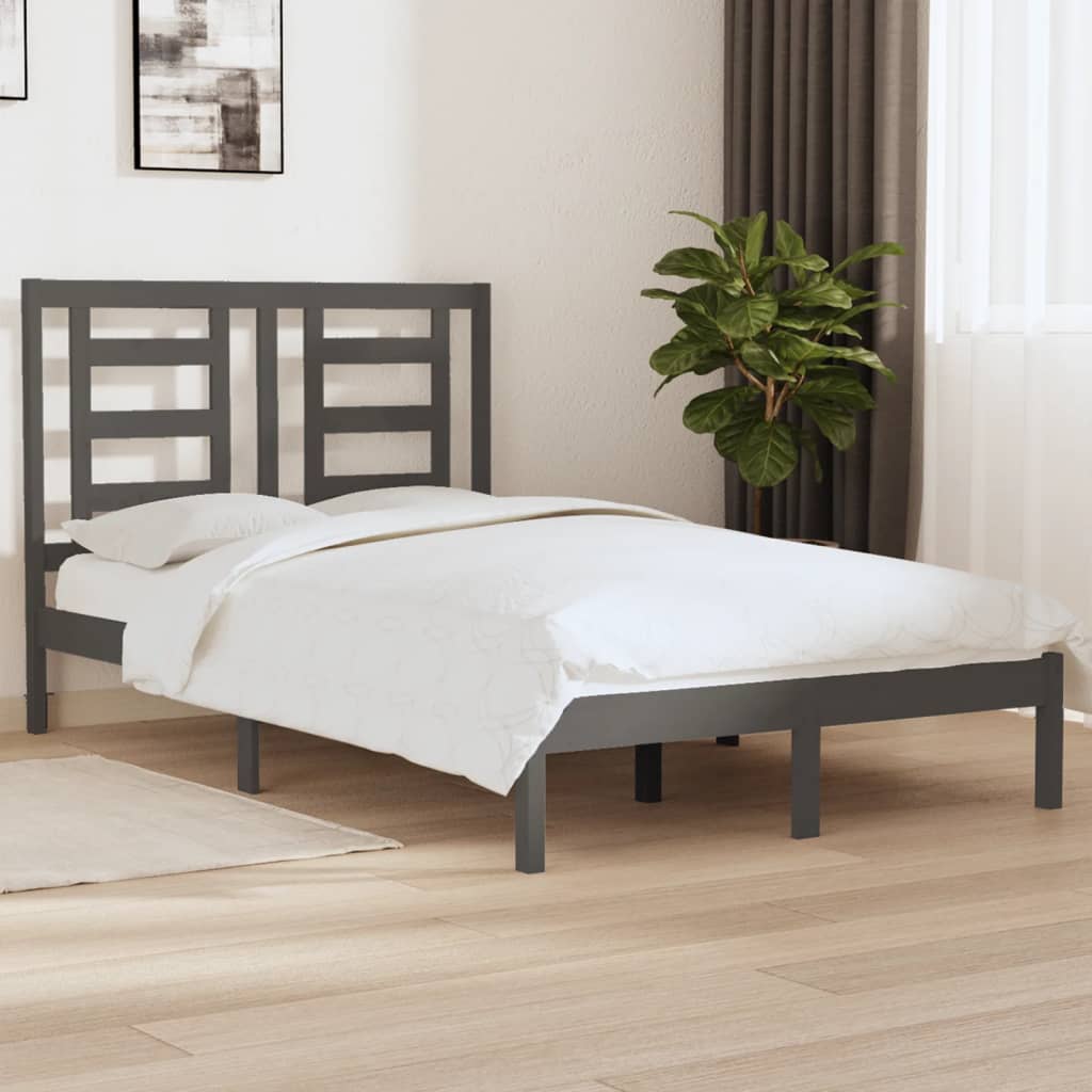 Bed Frame Without Mattress Grey 120X200 Cm Solid Wood Pine