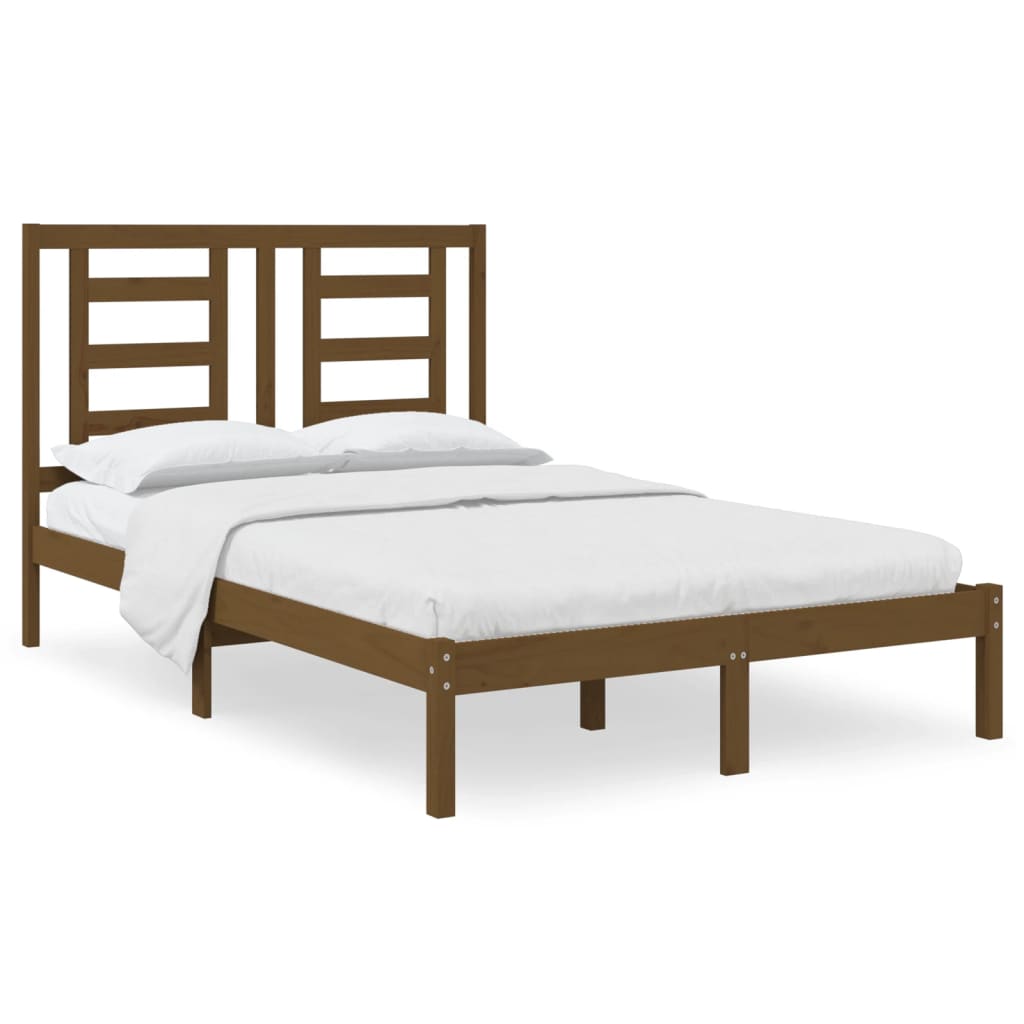 Bed Frame Without Mattress Honey Brown 120X200 Cm Solid Wood Pine