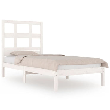 Bed Frame Without Mattress White 75X190 Cm Small Single Solid Wood Pine