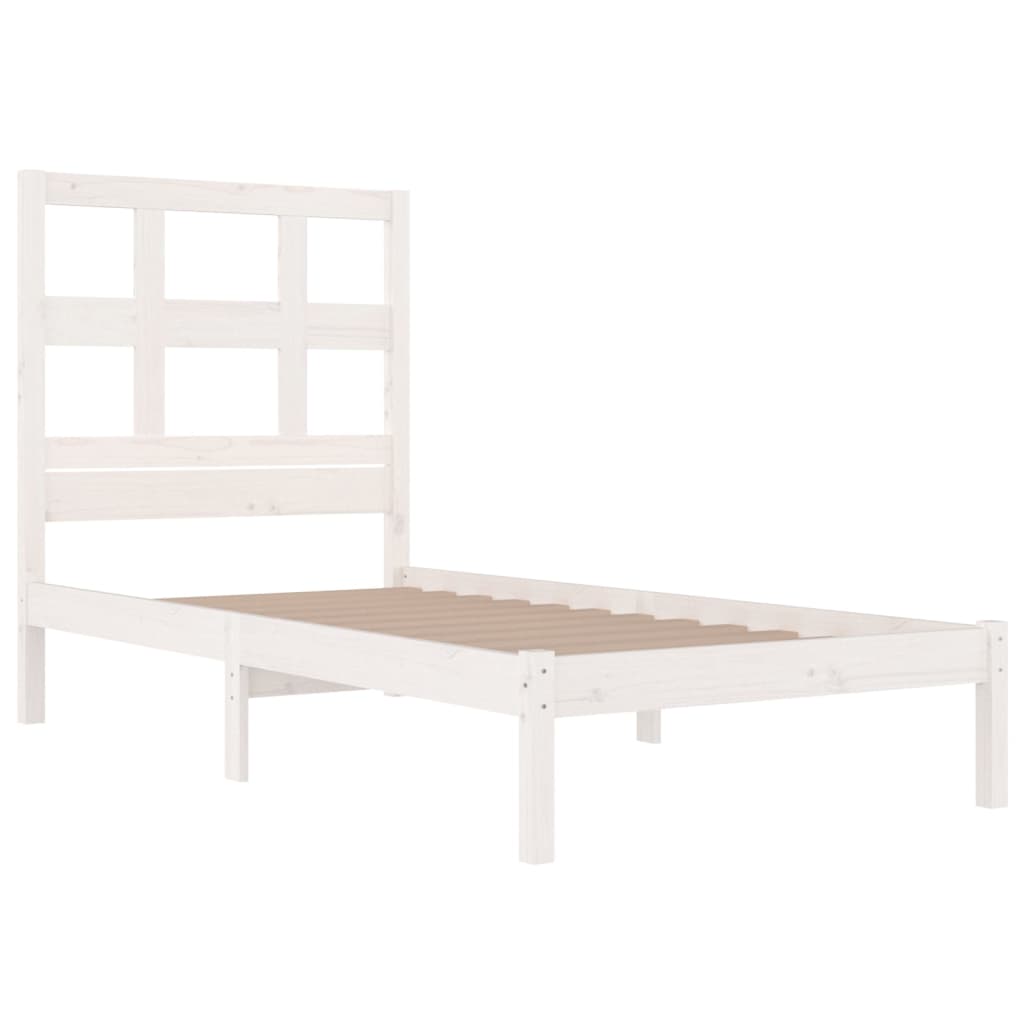 Bed Frame Without Mattress White 90X190 Cm Single Solid Wood Pine