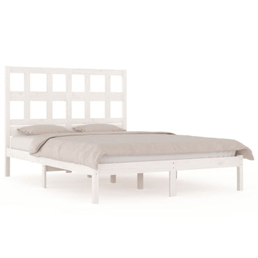 Bed Frame White Solid Wood Pine 120X190 Cm Small Double