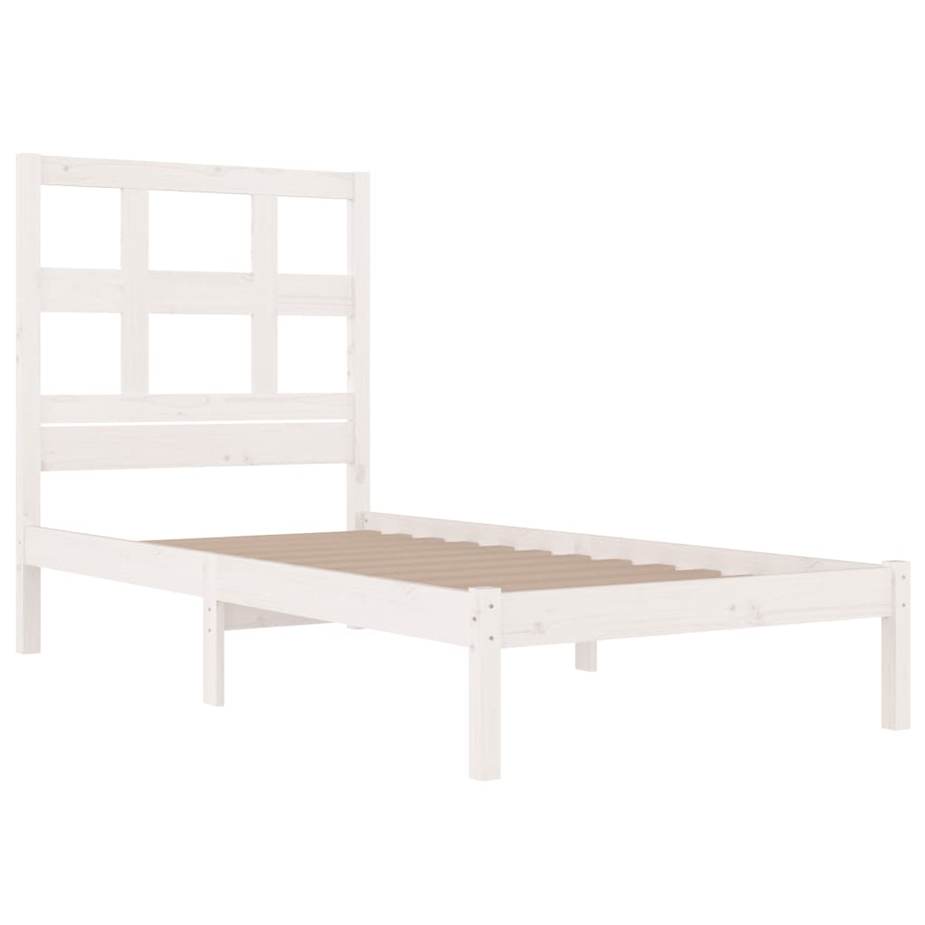 Bed Frame Without Mattress White 90X200 Cm Solid Wood Pine