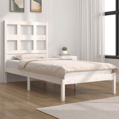 Bed Frame Without Mattress White 90X200 Cm Solid Wood Pine