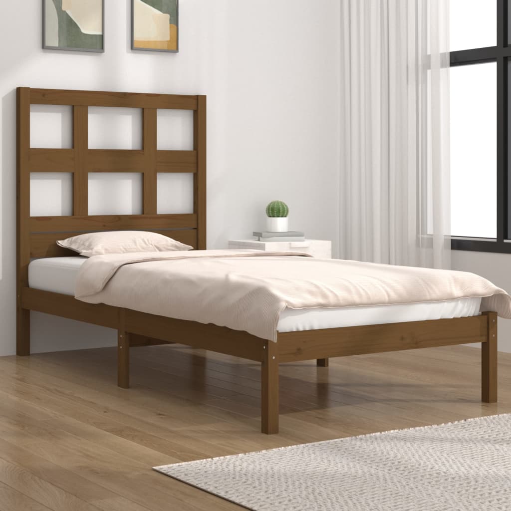 Bed Frame Without Mattress Honey Brown 100X200 Cm Solid Wood Pine