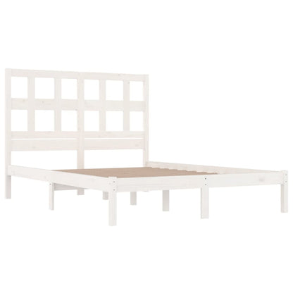 Bed Frame White Solid Wood Pine 180X200 Cm Super King Size