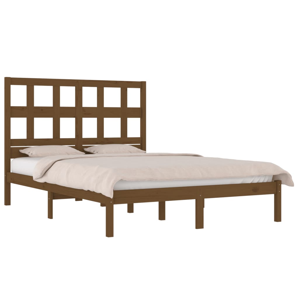 Bed Frame Without Mattress Honey Brown 200X200 Cm Solid Wood Pine