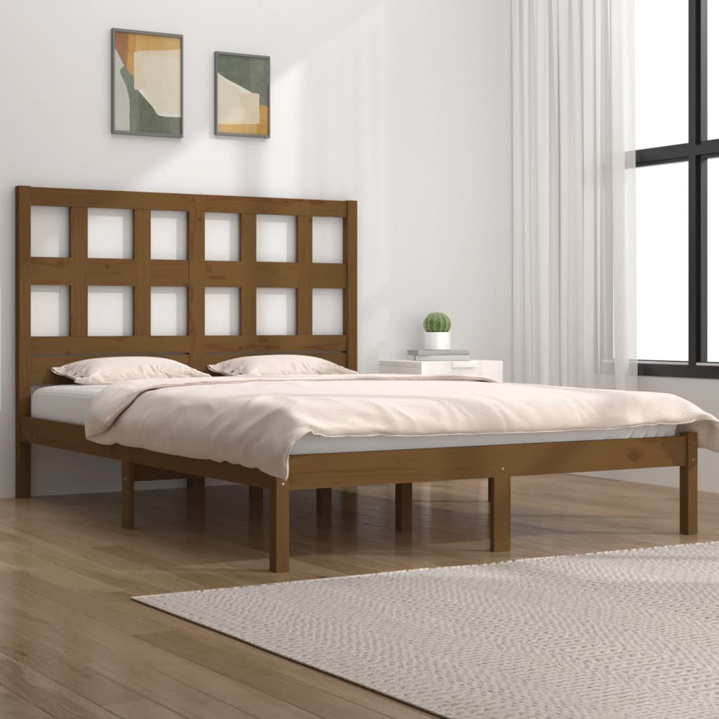 Bed Frame Without Mattress Honey Brown 200X200 Cm Solid Wood Pine