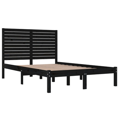 Bed Frame Without Mattress Black 135X190 Cm Double Solid Wood