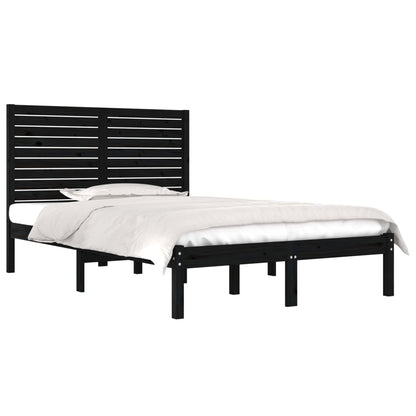 Bed Frame Without Mattress Black 140X190 Cm Solid Wood