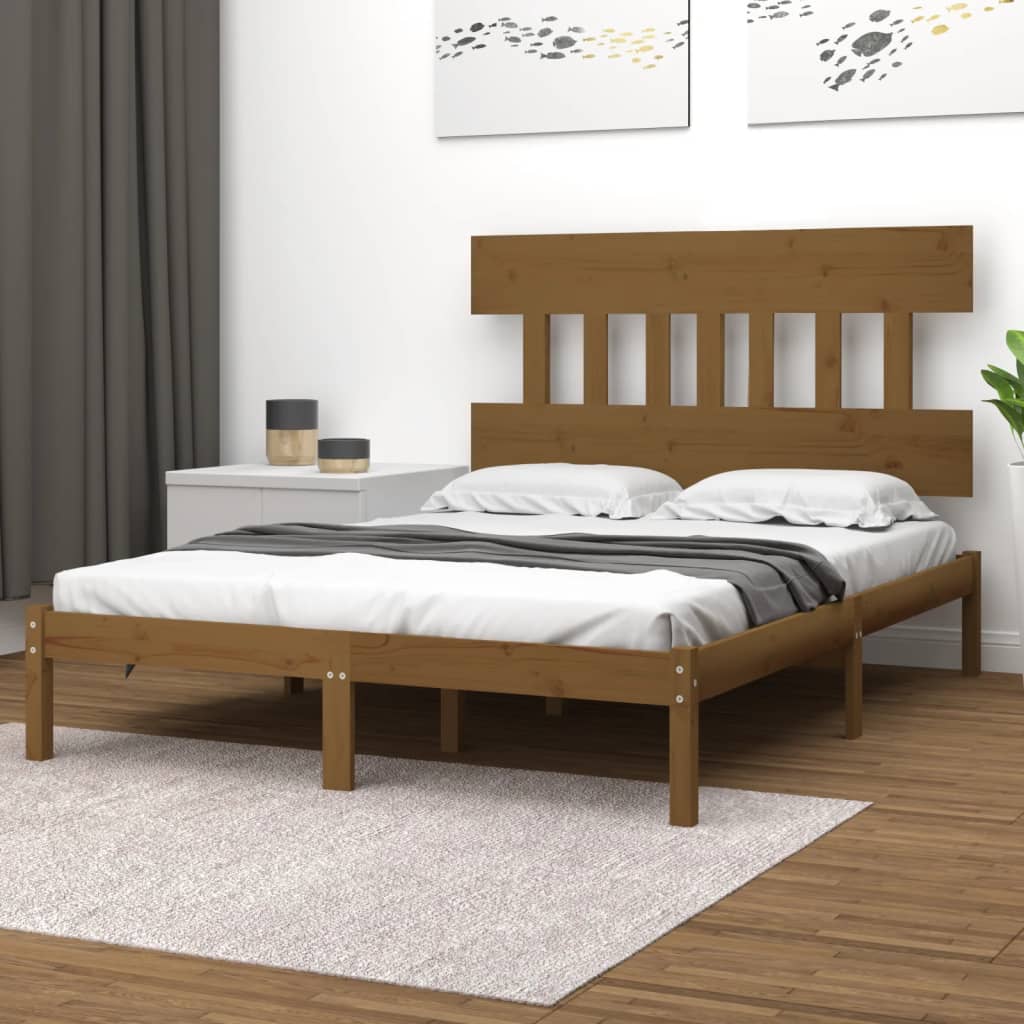 Bed Frame Without Mattress Honey Brown 120X200 Cm Solid Wood