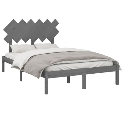 Bed Frame Without Mattress Grey 135X190 Cm Double Solid Wood