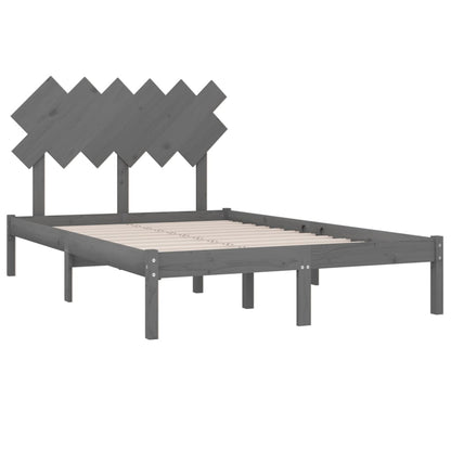 Bed Frame Without Mattress Grey 135X190 Cm Double Solid Wood